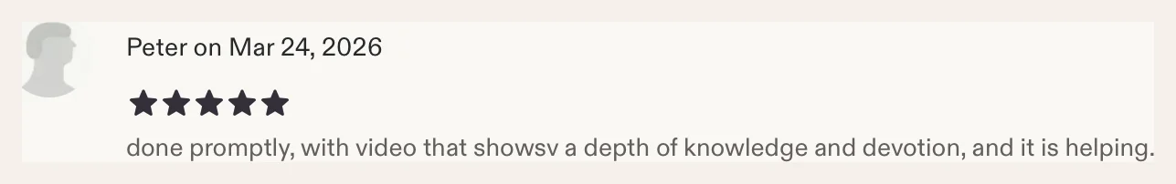 Etsy review from Peter, 5 stars